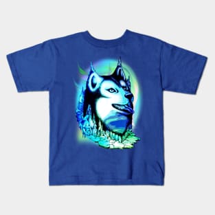 Husky Aurora Borealis Dream Kids T-Shirt